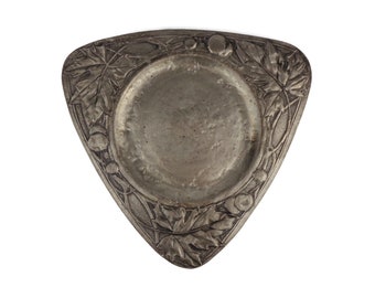 Antique Pewter Dining Tray, Engraved Etain Dining Tray, Vintage Serving Tray