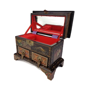 Handgefertigte Schmuckschatulle, Holzschmuckschatulle, Japanische Aufbewahrungsbox, Antike Schmuckschatulle