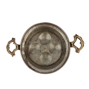 Antique Copper Egg Pan With Brass Handles, Cooking Snail Pan, 20th Century Cooking Pan