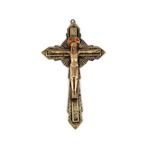 Antique Jesus Crucifix Cross, Brass Jesus Cross Crucifix, Large Wall Jesus Cross Crucifix
