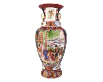 Antique Chinese Ceramic Vase, Handpainted Chinese Ceramic Vase, Large Chinese Ceramic Vase