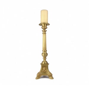 Antique Candle Holder, Vintage Brass Candlestick, Saint Peter Candle Holder, Virgin Mary Candle Holder, Jesus Christ Candle Holder