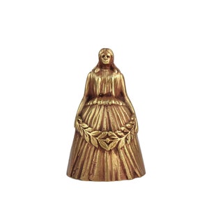 Antique Brass Bell Lady Figurine, Victorian Lady Bell, Brass