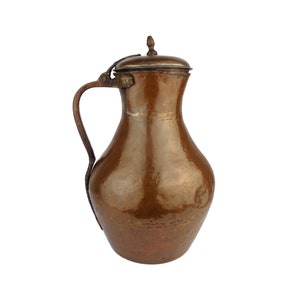 19th Large Copper Pitcher, Antique Handmade Copper Pitcher, 1800s Large Islamic Copper Vessel, Vintage Watering Pot