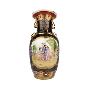 Antique Satsuma Ceramic Vase, Satsuma Ceramic Vase, Handpainted Japanese Ceramic Vase, Large Japanese Ceramic Vase Satsuma Style