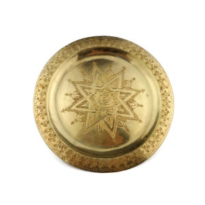 Antique Moroccan Tray, Handmade Moroccan Tray, Hand Engraved Moroccan Tray, Wall Brass Tray Morocco