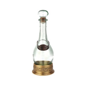 Set di bottiglie di cognac con supporto, decorazione vintage Mancave, portabottiglie di whisky in ottone anticato, portabottiglie in ottone vintage, decorazione per ufficio