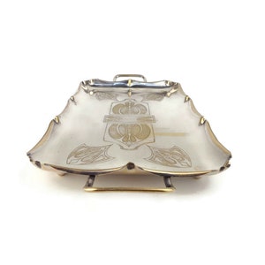 Antique Silver Plated Tray, Silver Plated Dining Tray, Brass Silver Plated Tray
