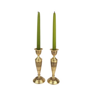 Antique Brass Candle Holder Set, Vintage Brass Candlestick Set