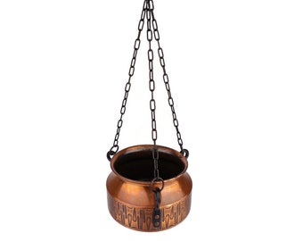 Antique Copper Planter, Copper Jardiniere, Hanging Copper Planter