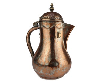 19th Century Copper Pitcher, Large Copper Pitcher, Antique Copper Jug, Handmade Copper Jug