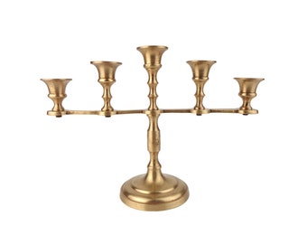 Vintage Brass Candle Holder 5 Candles, Brass Candlestick, Brass Candelabra