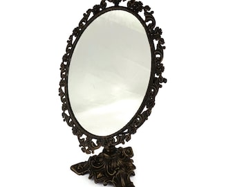 Espejo de mesa antiguo, espejo de mesa para maquillaje