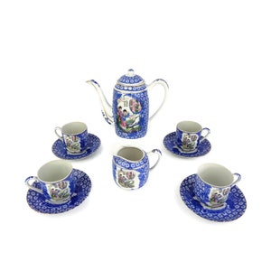 Vintage Chinese Ceramic Coffee Tea Set, Hand Painted Chinese Ceramic Coffee Tea Set