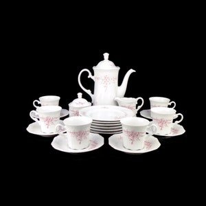 Vintage porseleinen koffieset, Beierse porseleinen koffietheeset, porseleinen dessertservies Beieren Duitsland
