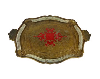 Antique Wooden Tray, Wooden Serving Tray, Handmade Wooden Tray, Handpainted Wooden Tray, Italian Wooden Tray, Florentine Wooden Tray