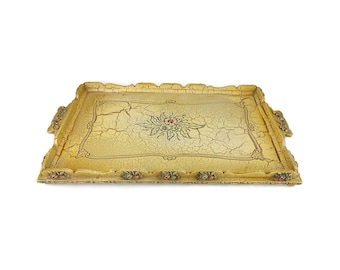 Antique Wooden Dining Tray, Wooden Carved Serving Tray, Handmade Wooden Tray, Handpainted Wooden Tray