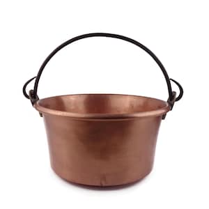 Antique French Copper Cauldron, Hand Hammered Firewood Pot