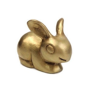 Antique Bunny Figurine, Vintage Rabbit Statue, Bunny Brass Sculpture