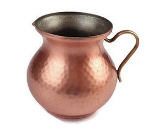 Vintage Copper Jug, Hamereded Copper Pitcher, Copper Watering Jug, Copper Wine Jug