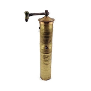 Antique Brass Coffee Mill, Brass Coffee Grinder, Engraved Brass Coffee Mill