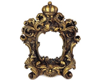 Antique Carved Mirror, Victorian Ornate Mirror, 1900s Gold Wooden Carved Mirror, 20th Century Mirror with Stand