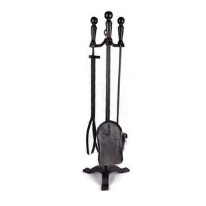 Antique Fireplace Tool Set, Large Iron Fire Pit Tool Set, Fireplace Decor, Fireplace Accessory