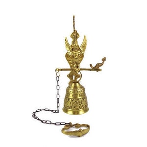 Antique Brass Door Bell, Vintage Brass Door Knocker