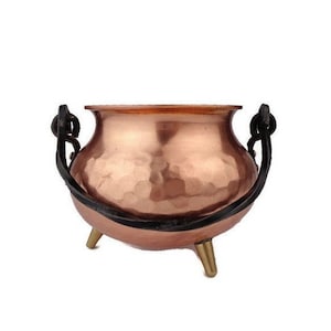 Antique Copper Planter With Iron Handle and Legs, Vintage Copper Jardiniere