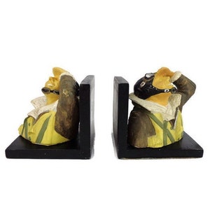 Vintage French Bookends, Pilots Bust Bookends, Bookends With Pilots Statues