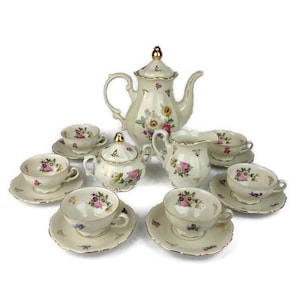 Vintage Porcelain Coffee Set, Bavarian Porcelain Coffee Tea Set