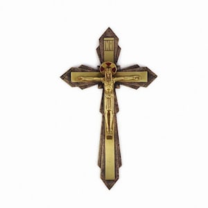 Antique Jesus Crucifix Cross, Brass Jesus Cross Crucifix, Large Wall Jesus Cross Crucifix