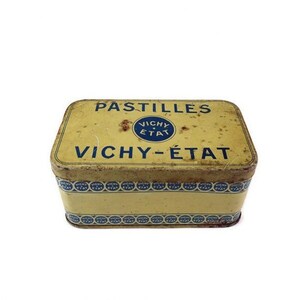 Collectible Tin Storage Box, Tin Storage Box, Vichy Etat Tin Box