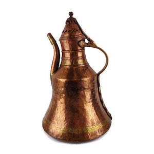 19th Large Islamic Copper Vessel, Antique Handmade Copper Pitcher, 1800s Large Islamic Copper Pitcher