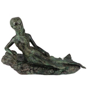 Antique Bronze Mermaid Sculpture, Large Bronze Mermaid Sculpture, Bronze Mermaid Statue