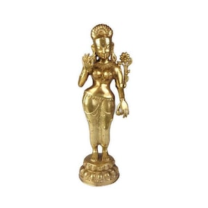Antique Brass Tara Statue, Large Tara Statue, Tara Tibetan Goddess Bodhisattva Buddhism Idol