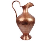 Large Copper Pitcher, Antique Copper Amphora, 19th Century Amphora Vase, 1800s Handmade Copper Amphora