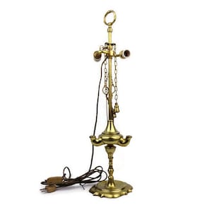 Antique Brass Table Lamp, Vintage Brass Table Lamp, Antique Brass Oil Lamp, Brass Genie Lamp, Table Genie Lamp