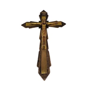 Antique Jesus Crucifix Cross, Brass Jesus Cross Crucifix, Large Wall Jesus Cross Crucifix