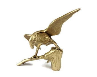 Antique Eagle Figurine, Vintage Eagle Statue,  Eagle Brass Sculpture