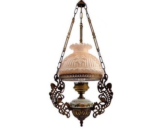 Antique Brass Hanging Lamp - Etsy
