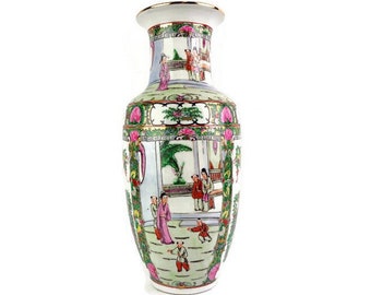 Antique Large Chinese Ceramic Vase, Handpainted Chinese Ceramic Vase, Large Chinese Ceramic Vase