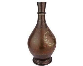 Antique Copper Vase, 19th Century Copper Vase, Handmade Large Copper Vase
