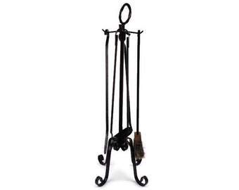 Antique Iron Fireplace Tool Set, Large Fire Pit Tool Set, Fireplace Decor, Fireplace Accessory