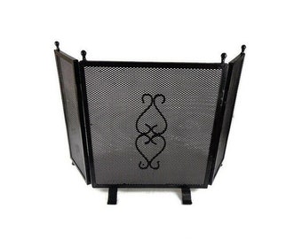 Antique Iron Fireplace Screen, Iron Fireplace Screen, Fireplace Decor, Fireplace Accessory