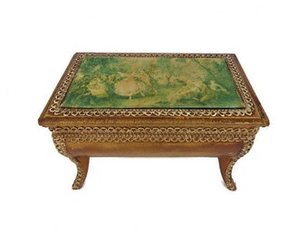 Renaissance Wooden Jewelry Box, Rare Wooden Musical Box, Antique Jewelry Box, Musical Jewelry Box