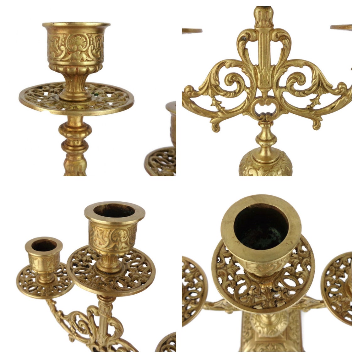 Antique Brass Candle Holder Set French Brass Candlestick Set Etsy