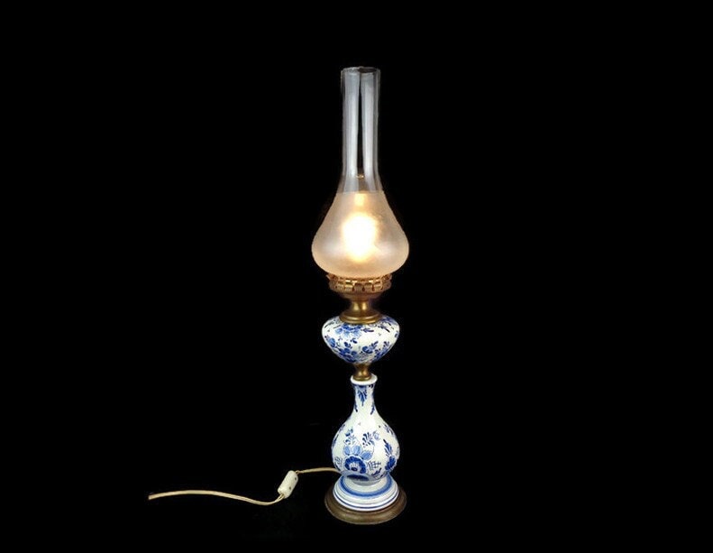 Handpainted Ceramic Table Lamp, Vintage Ceramic Table Lamp, Ceramic Night Lamp