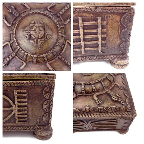 Rare Asian Bronze Jewelry Box, 1800s Bronze Storage Box, Antique