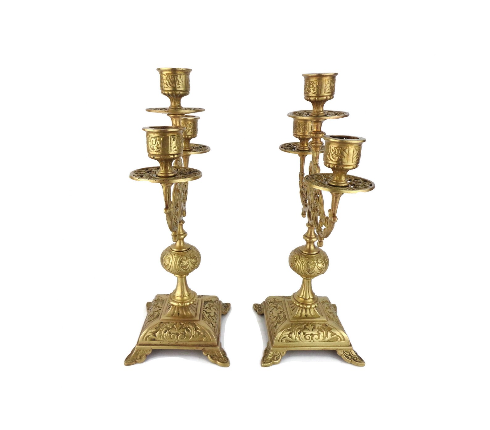 Antique Brass Candle Holder Set French Brass Candlestick Set Etsy